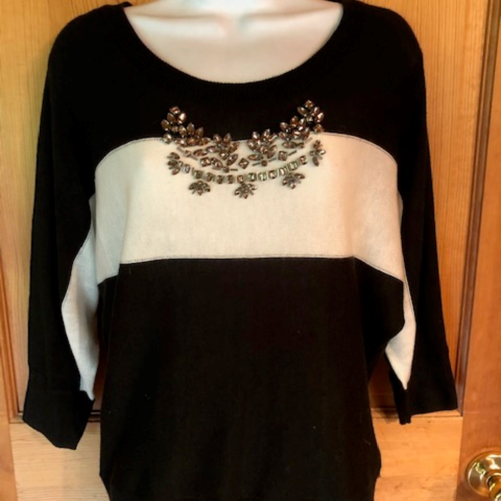 XOXO, Black & White Embellished Sweater, Sz Medium